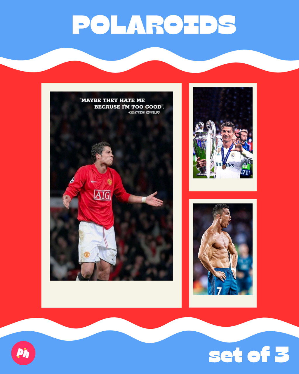Football: CR7 Real Madrid Polaroid set of 3