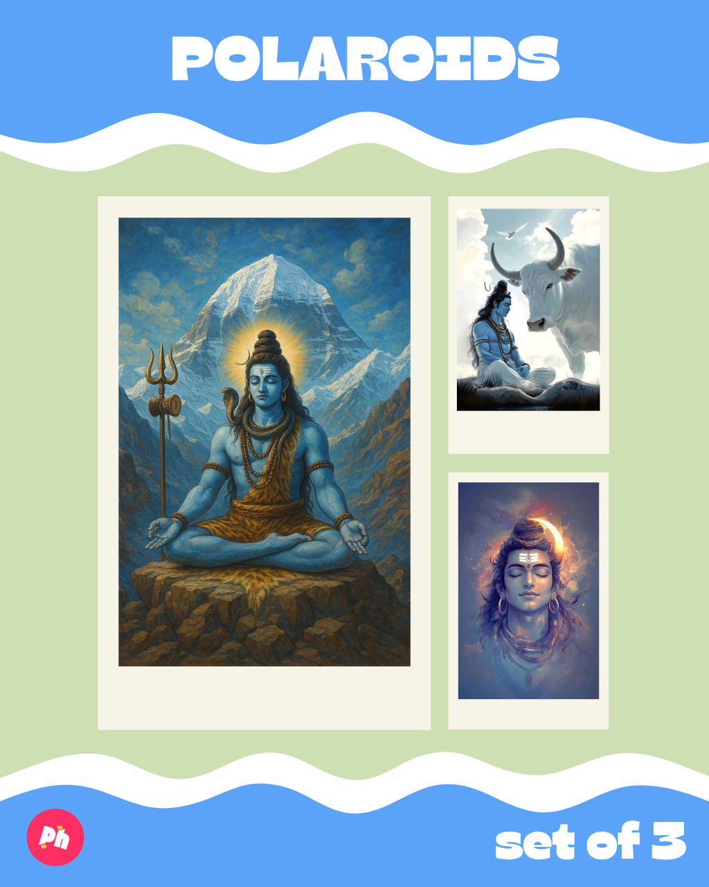 mahakal Polaroid set of 3