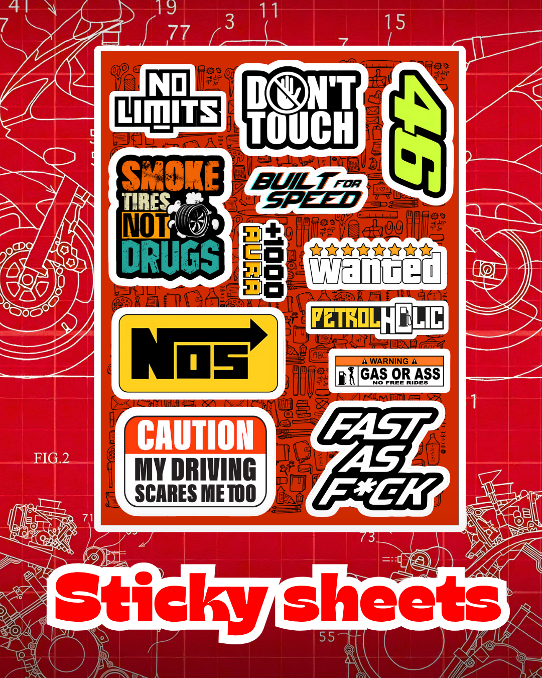 Bike Laptop Sticker Sheet