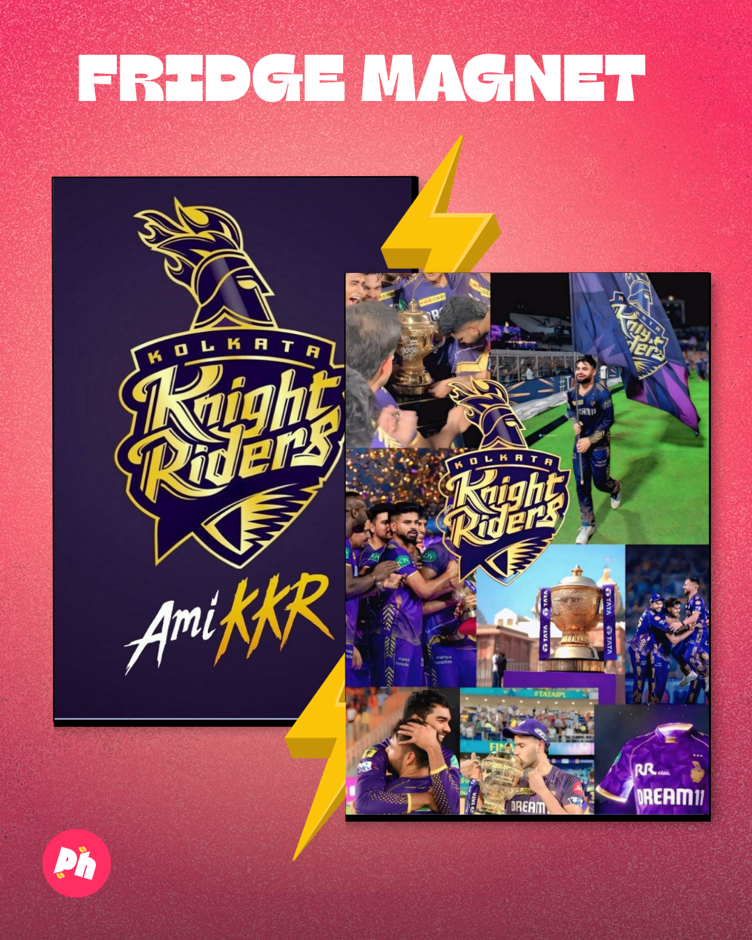Kolkata Knight Riders (KKR) set of 2 fridge magnet