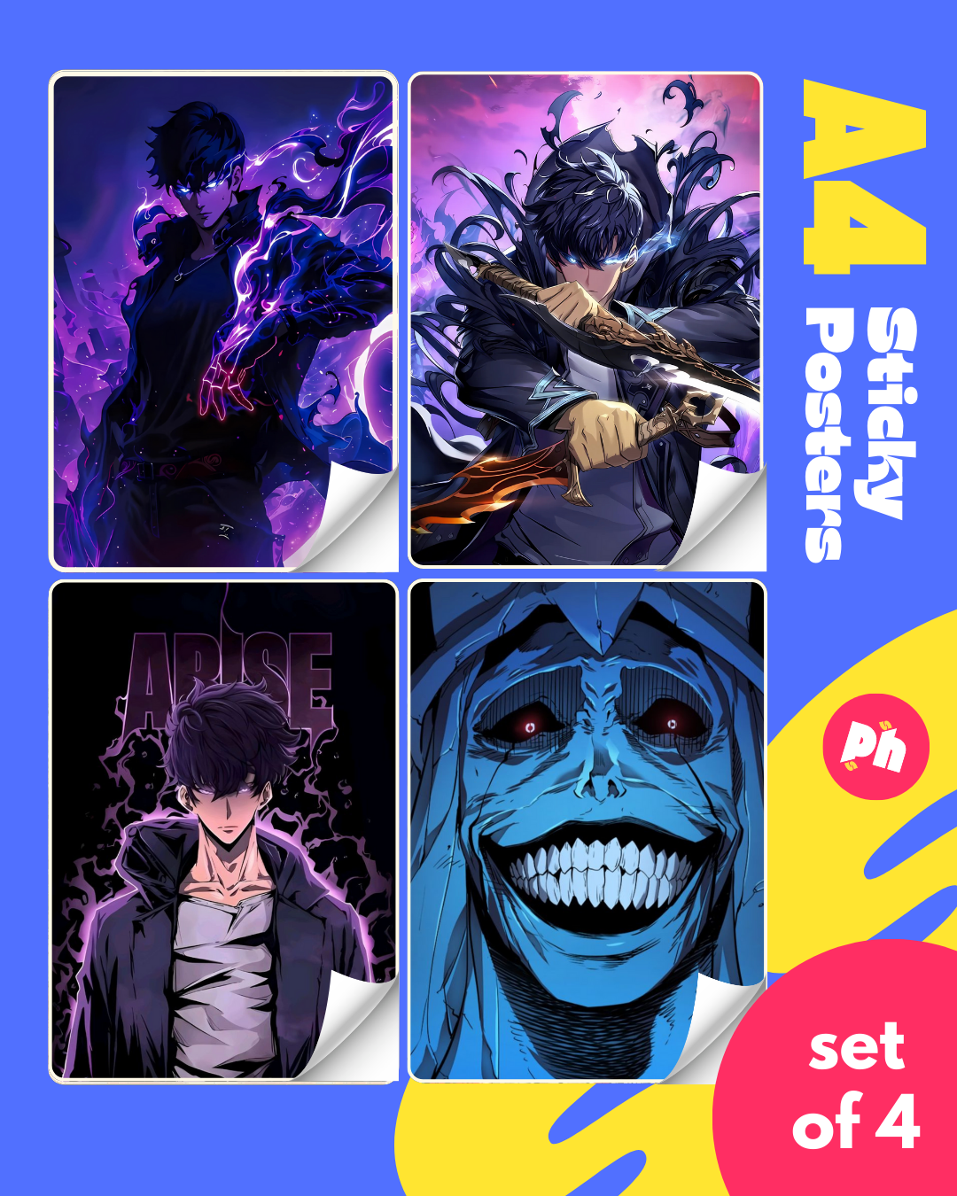 Solo Leveling Set of 4 Sticky Poster