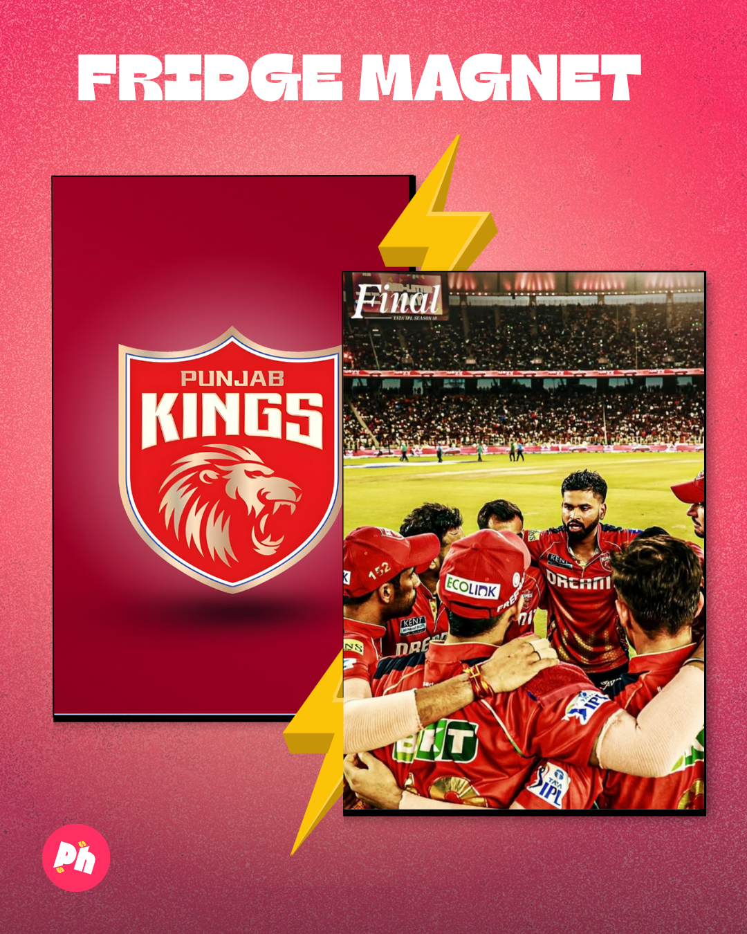 Punjab Kings (PBKS) set of 2 fridge magnet