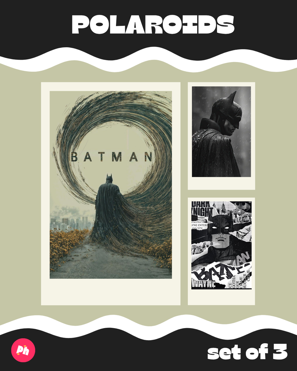DC: Batman Dark Knight Polaroid set of 3