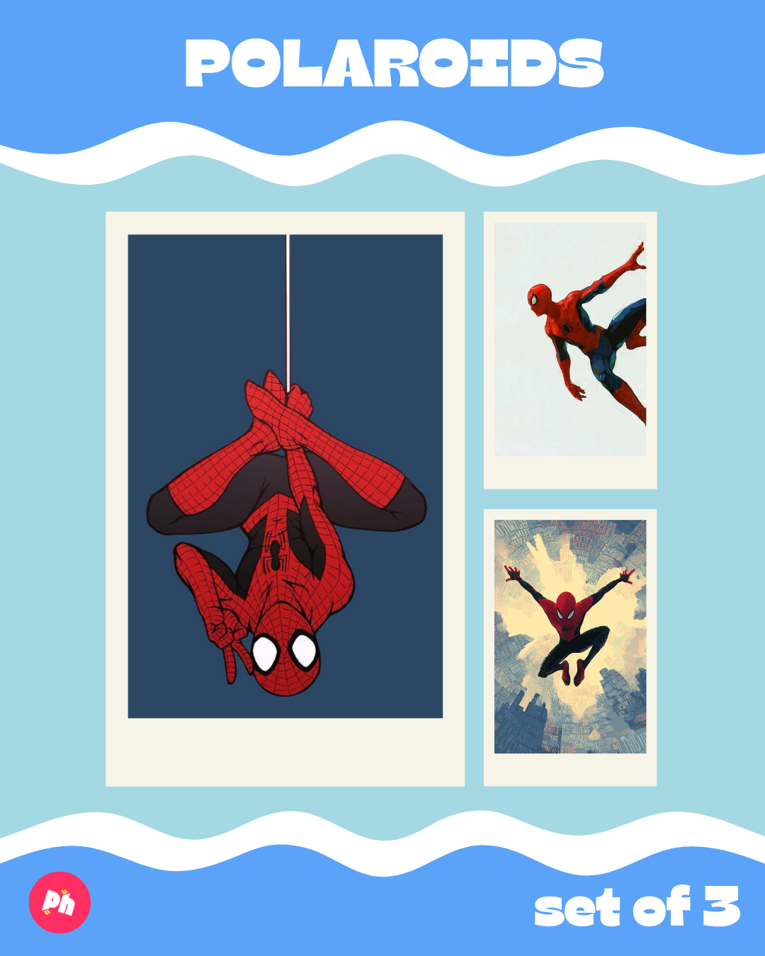 Spider-Man Aesthetic Polaroid set of 3