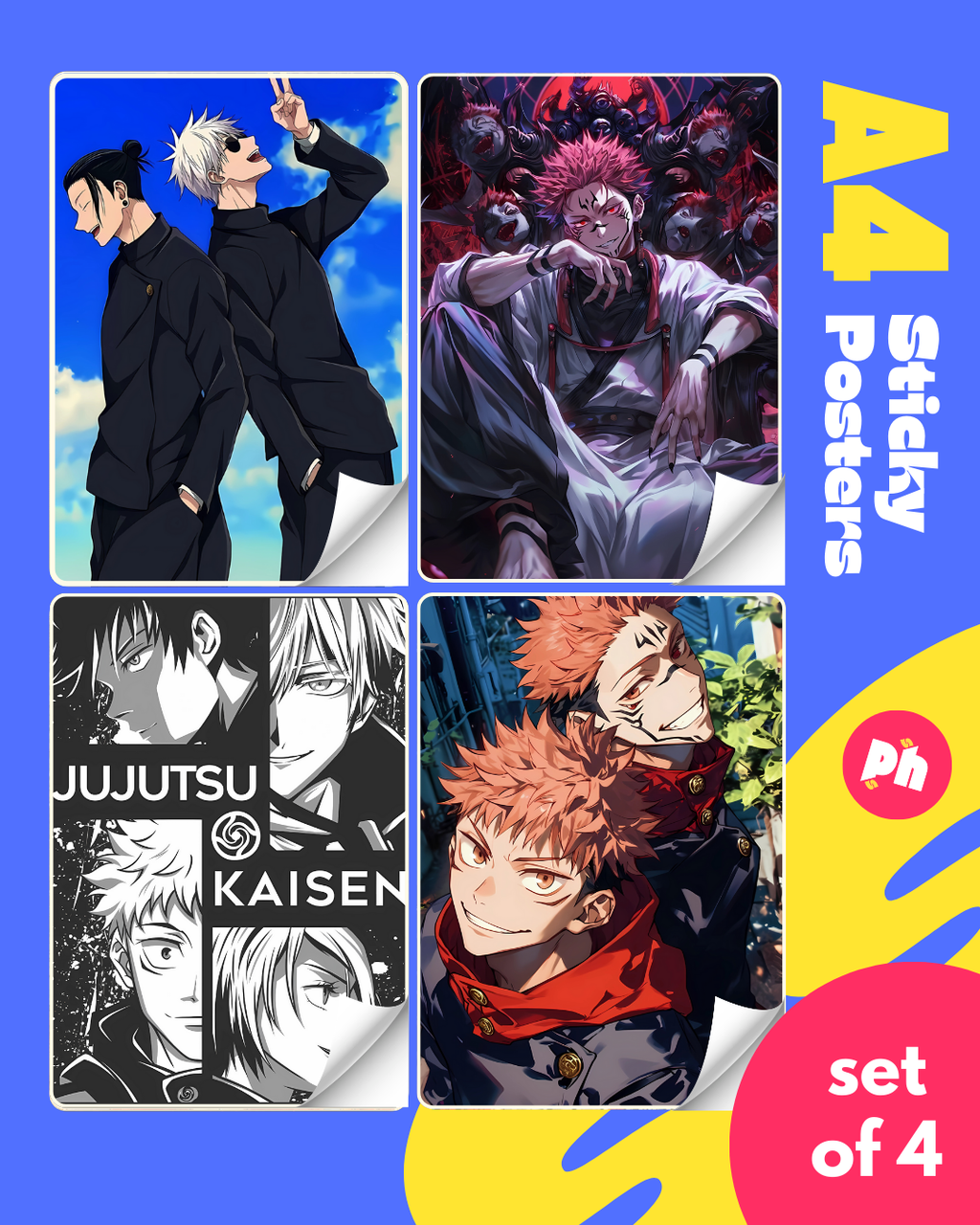 Jujutsu Kaisen Set of 4 Sticky Poster