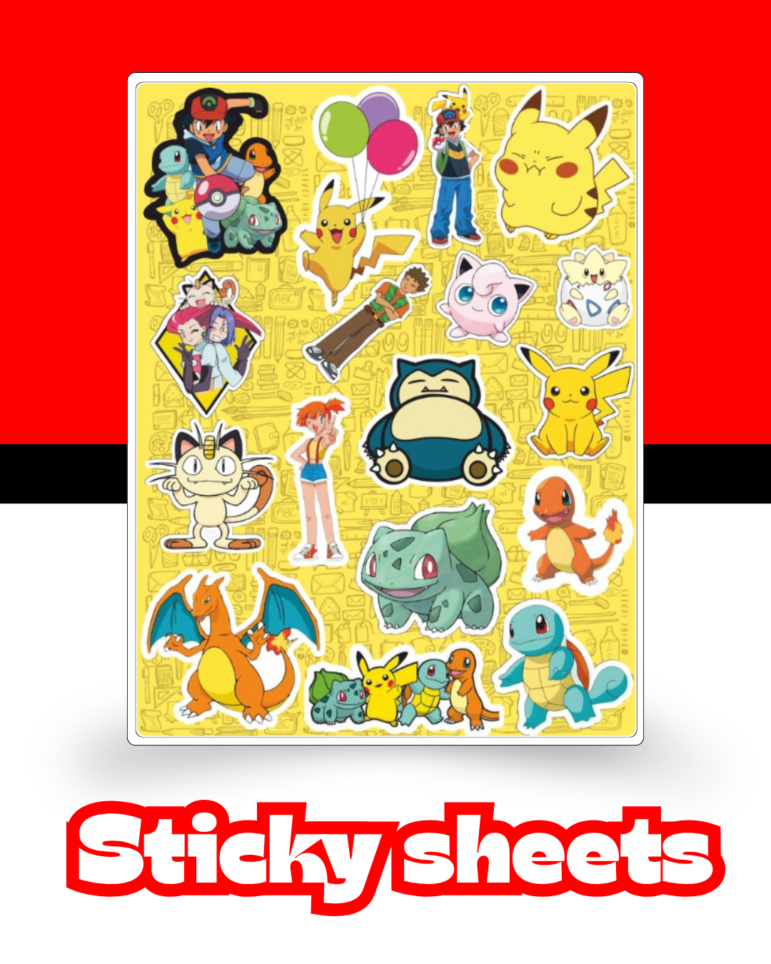 Pokemon Laptop Sticker Sheet
