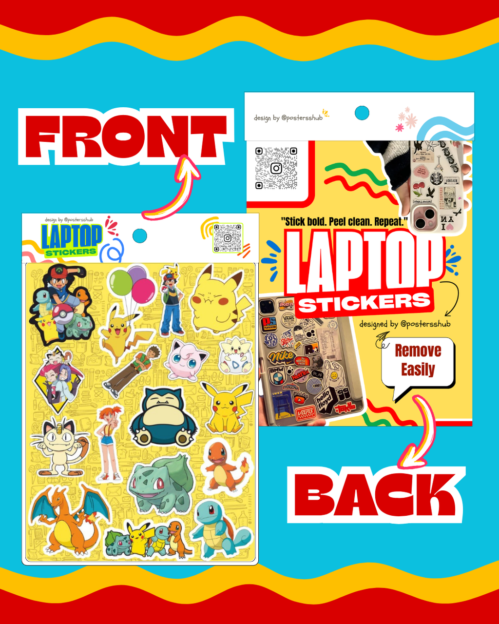 Pokemon Laptop Sticker Sheet
