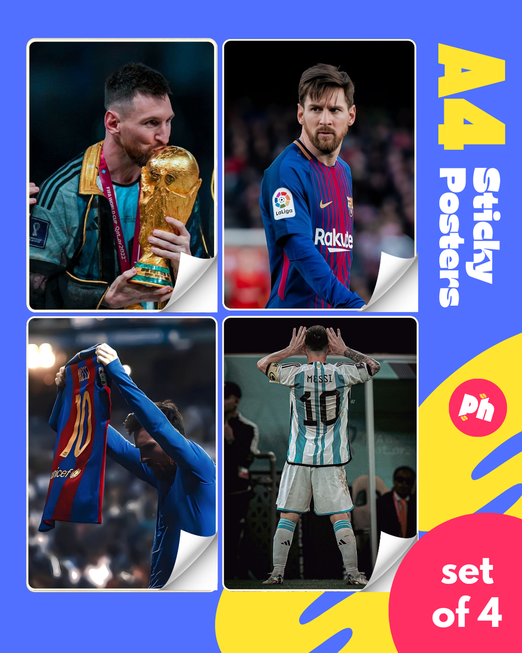 Messi GOAT Set of 4 Sticky Poster