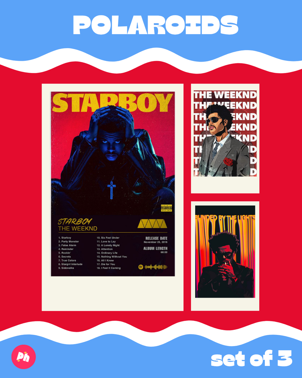 The Weeknd Starboy Polaroid set of 3