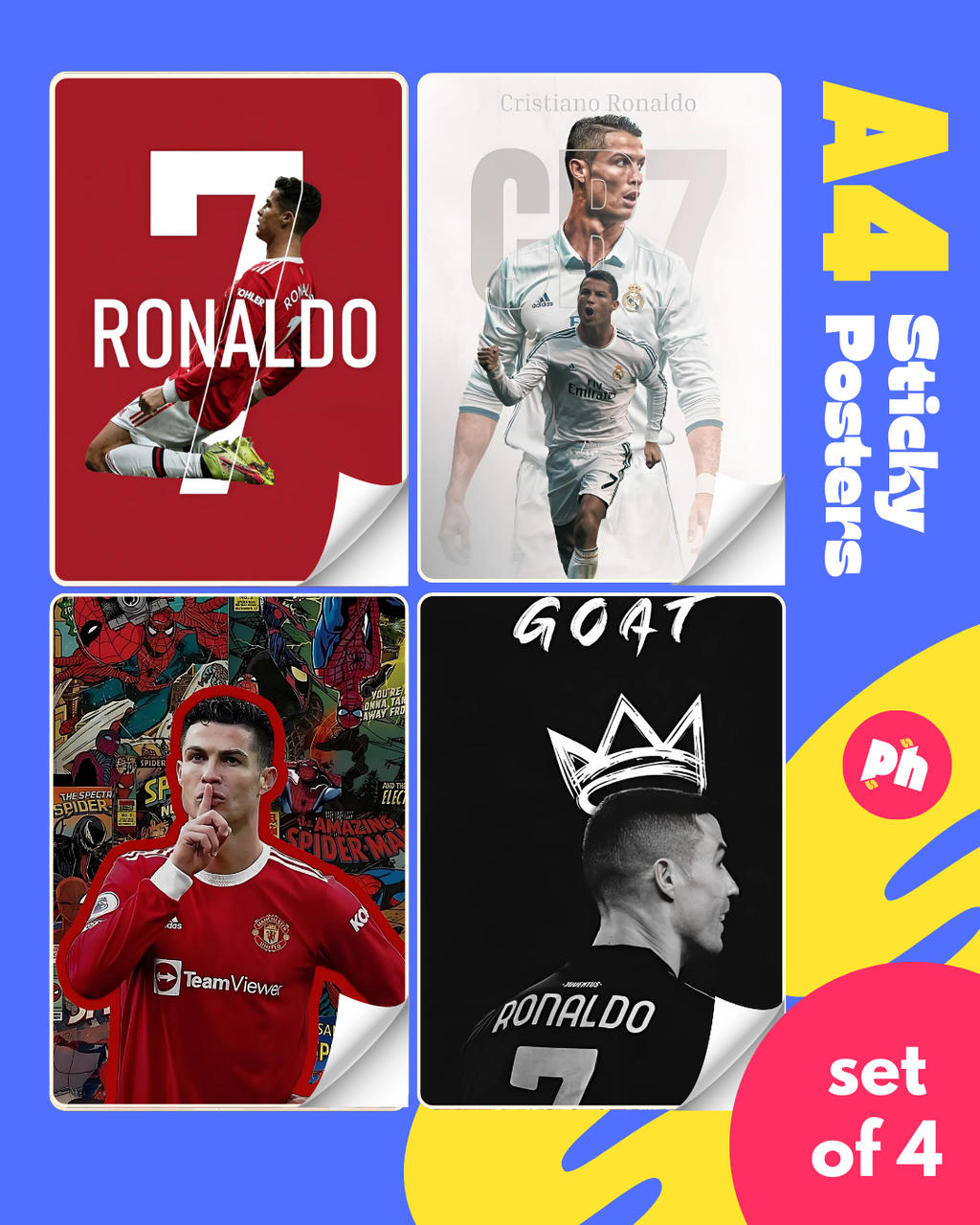 Ronaldo Goal Machine Set of 4 Sticky Poster