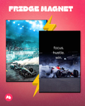 F1 Racing “Focus. Hustle. Win.” set of 2 fridge magnet