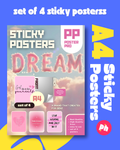 Pink Dream Inspiration Girl Set of 4 Sticky Poster