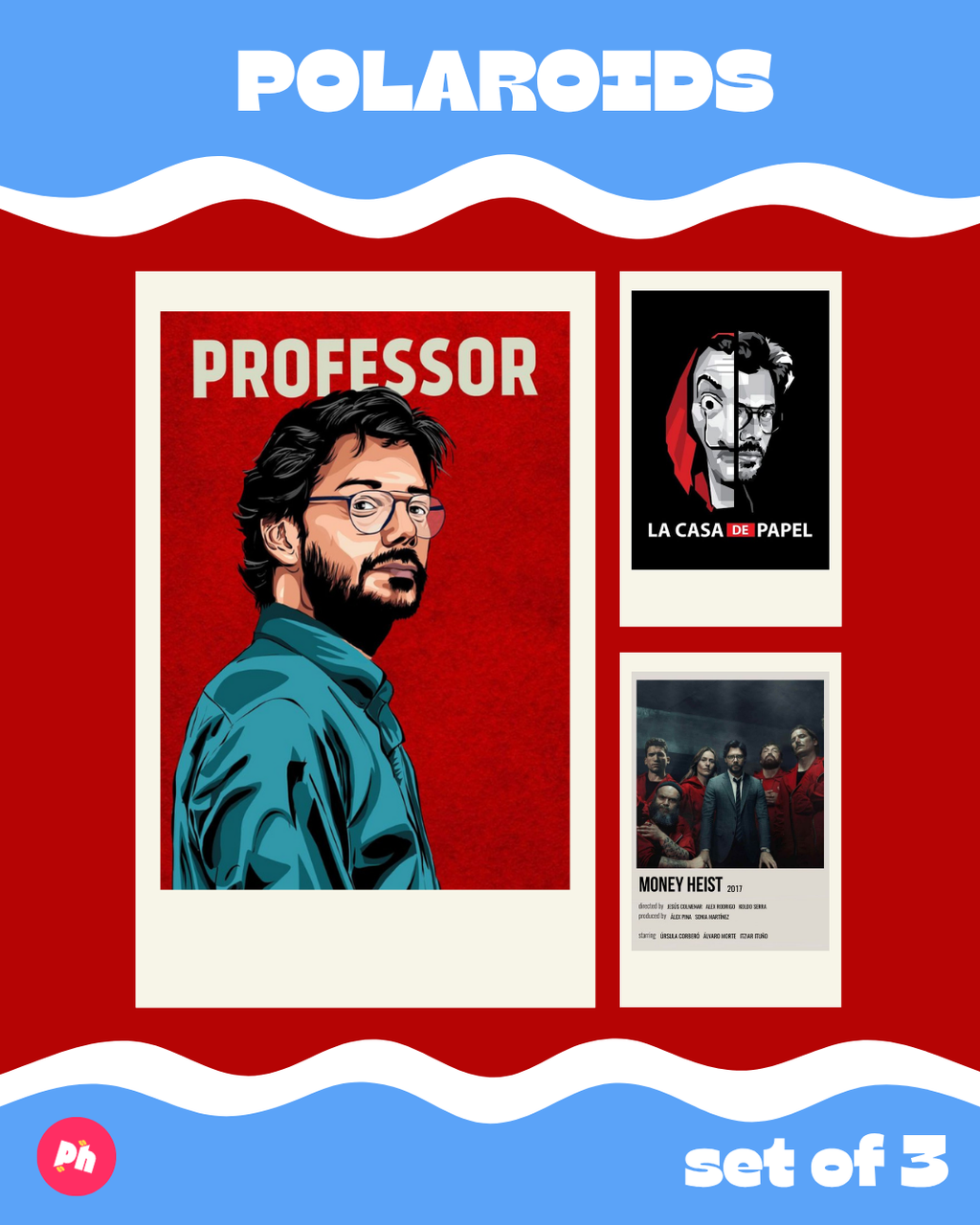 Money Heist Polaroid set of 3