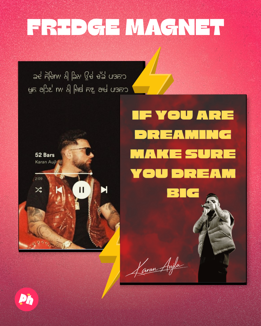 Karan Aujla “Dream Big” set of 2 fridge magnet