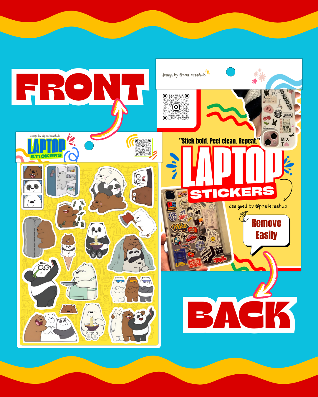 We Bare Bears Laptop Sticker Sheet