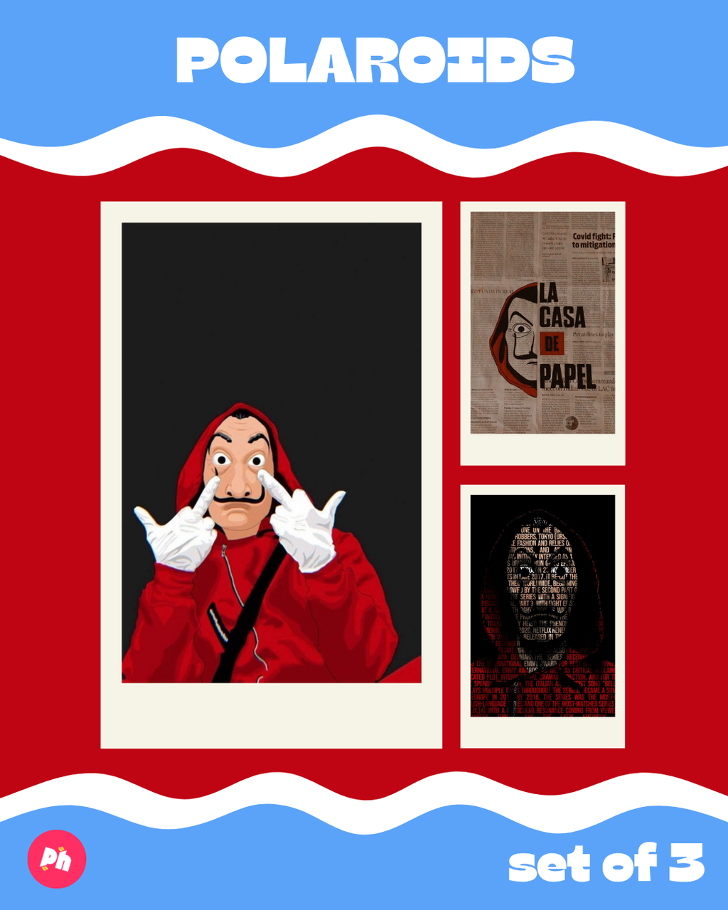 Money Heist Asthetic Polaroid set of 3