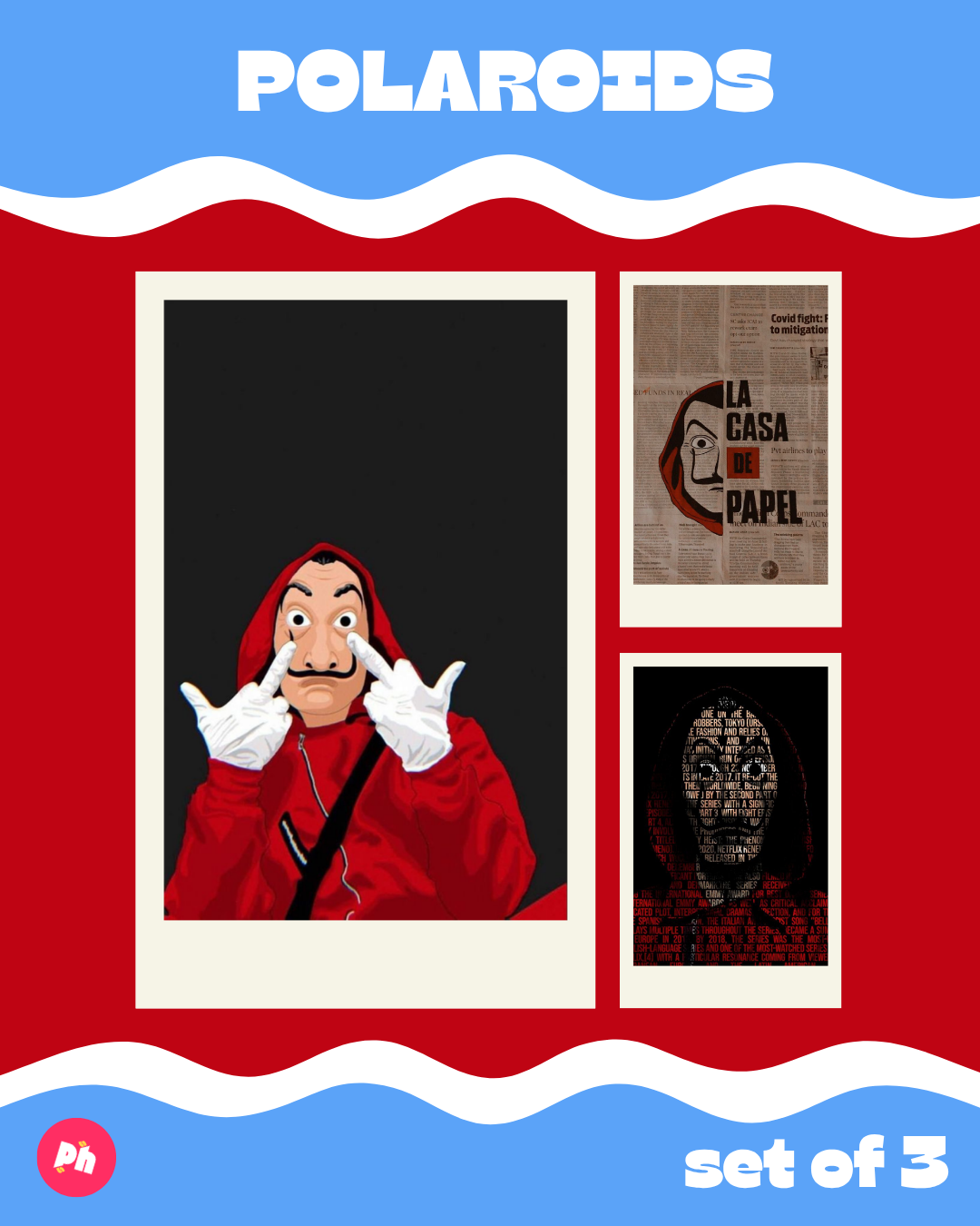 Money Heist Asthetic Polaroid set of 3