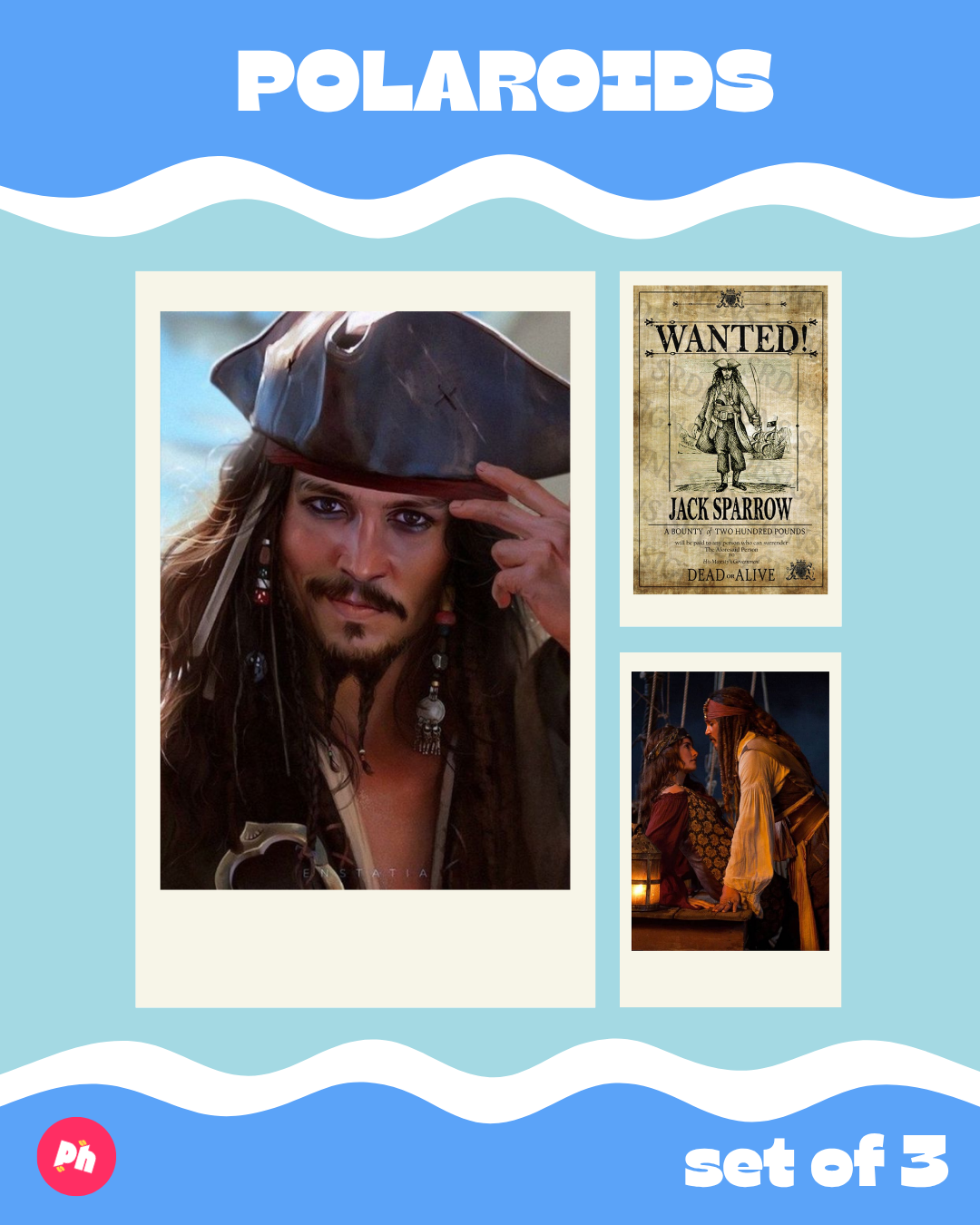 Pirates of Caribbean Polaroid set of 3