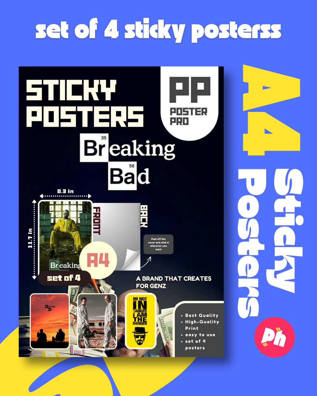 Breaking Bads Set of 4 Sticky Poster