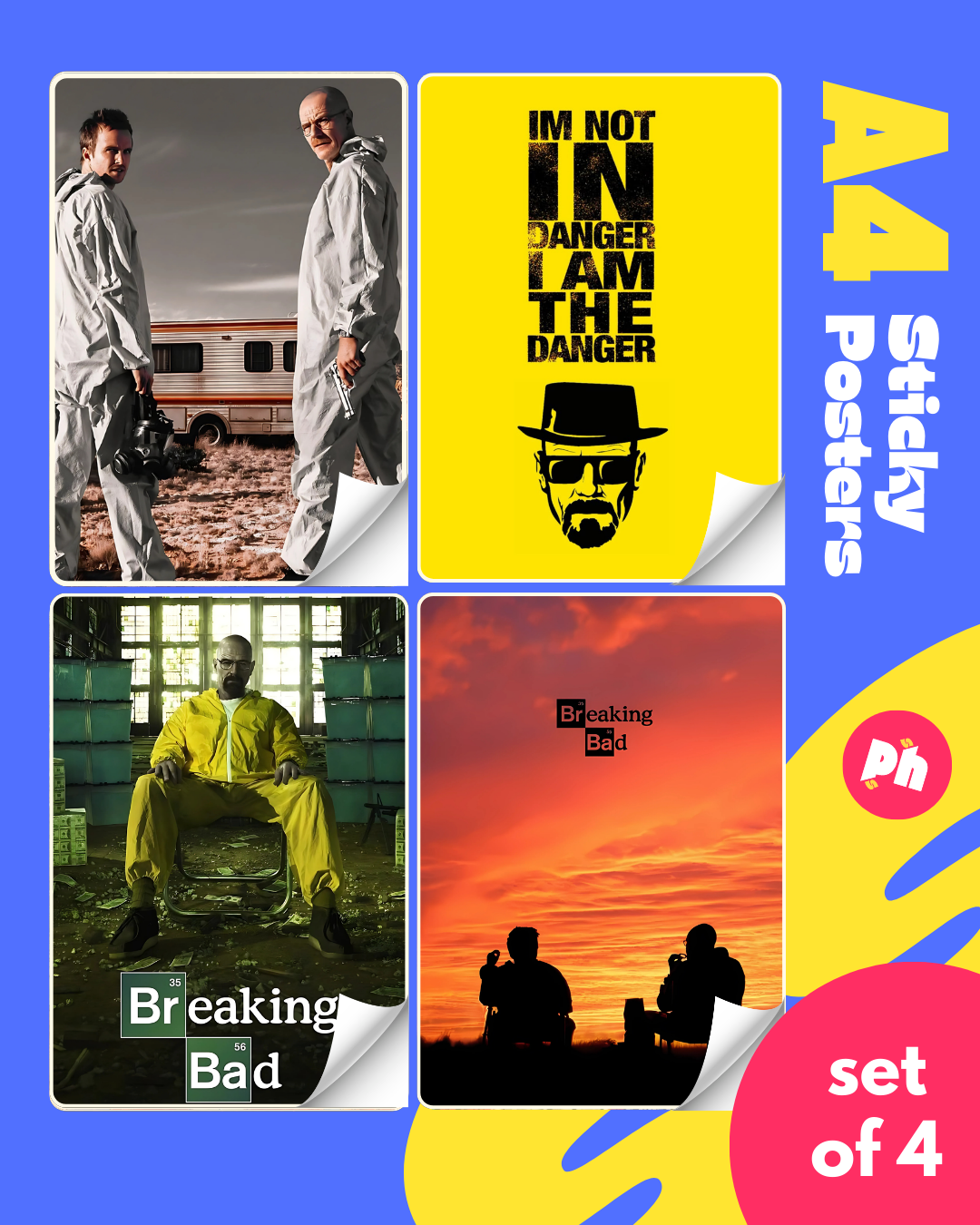 Breaking Bads Set of 4 Sticky Poster