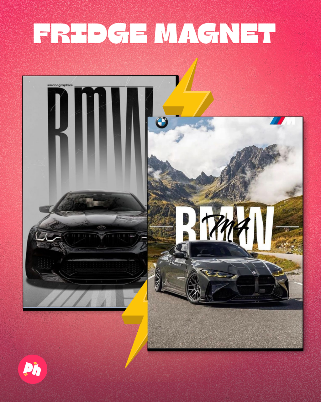 BMW Cars set of 2 fridge magnet