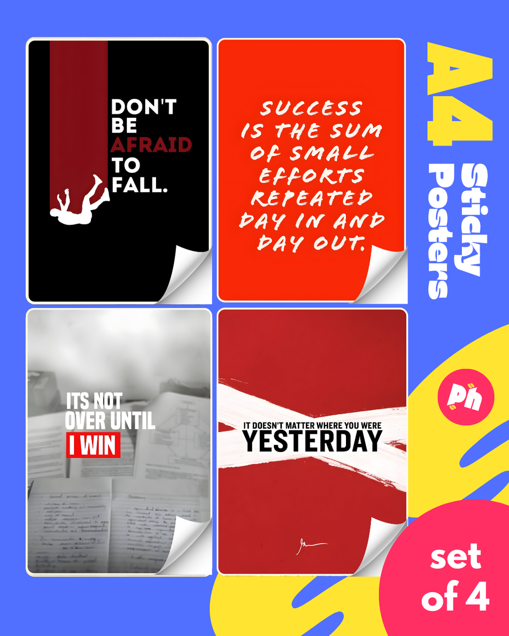 Daily Success Set of 4 Sticky Poster