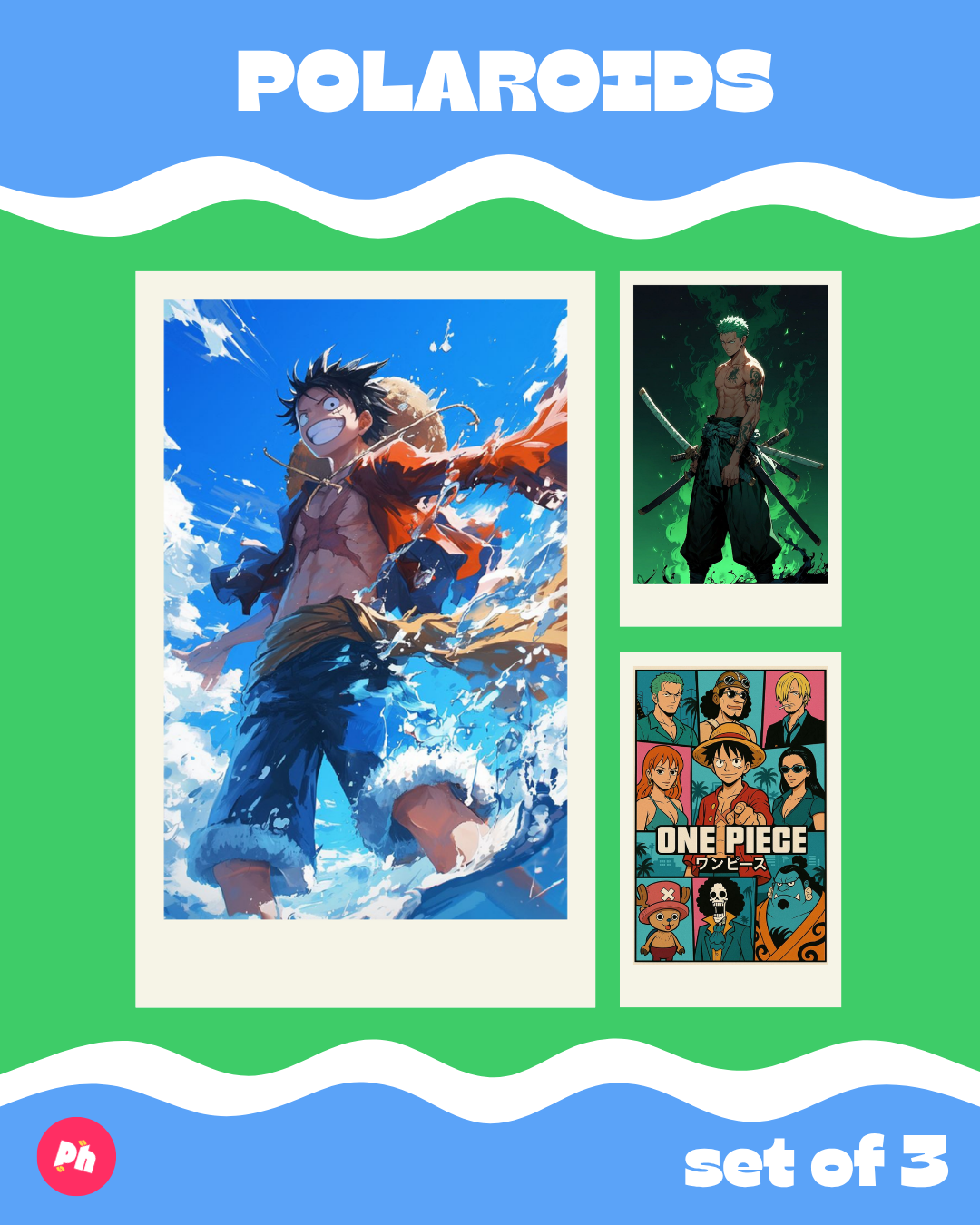 One Piece 2 Polaroid set of 3