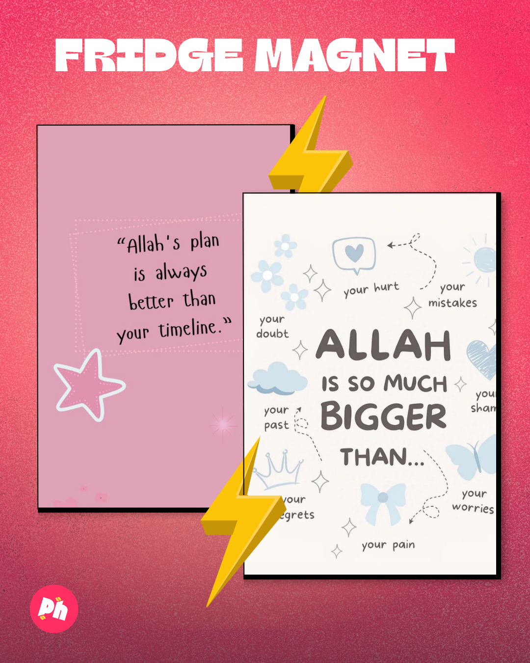 Allah Motivational Quotes set of 2 fridge magnet