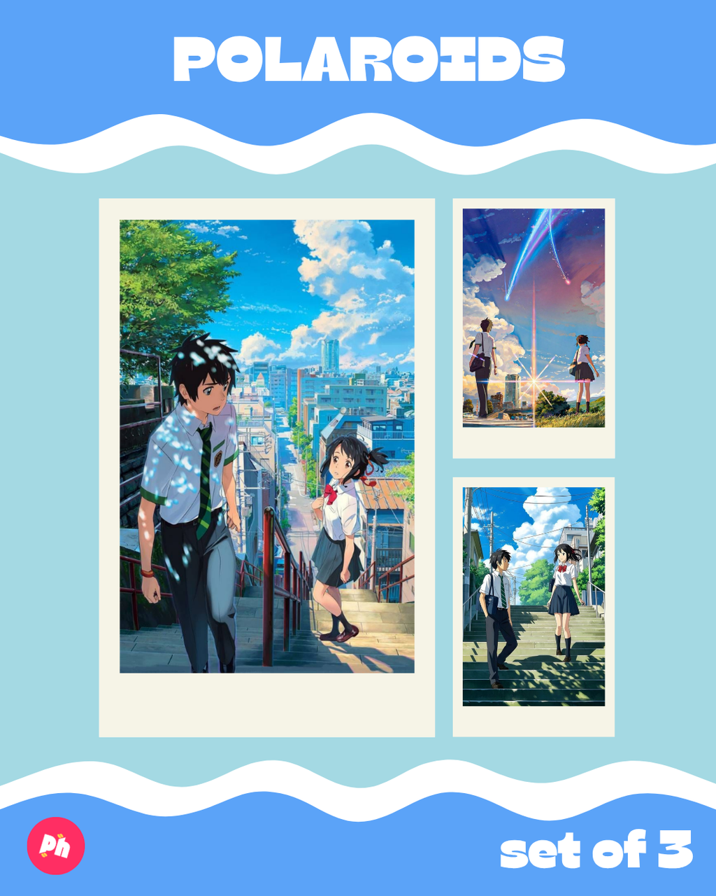 Your Name Polaroid set of 3