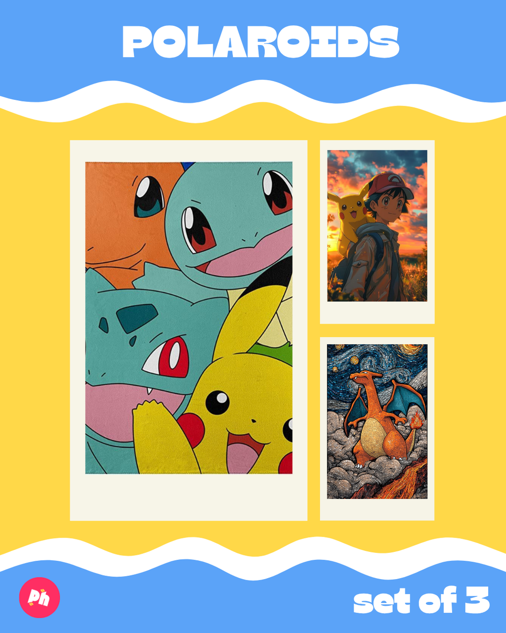 pokemon Polaroid set of 3