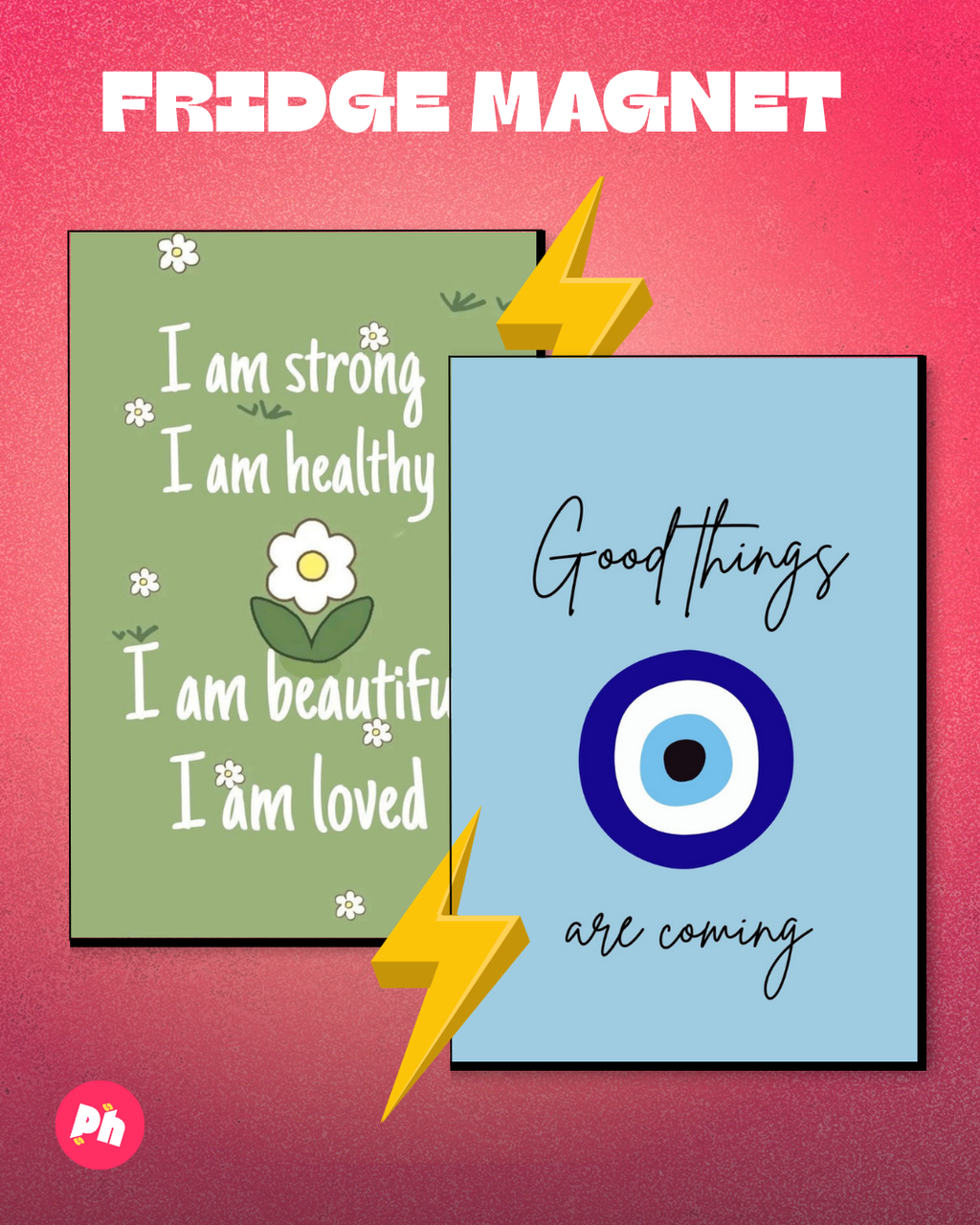 Manifestation set of 2 fridge magnet