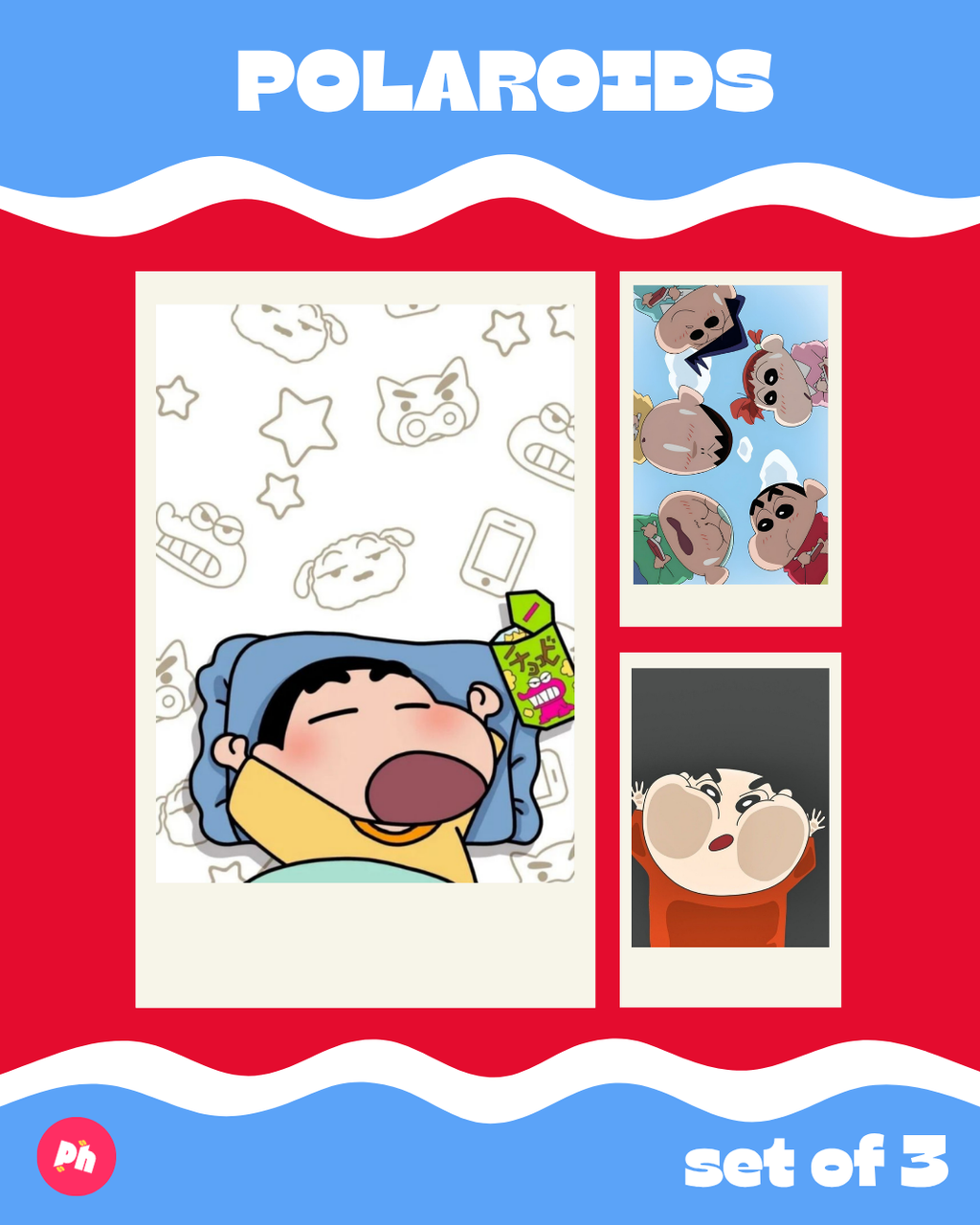 shinchan Polaroid set of 3