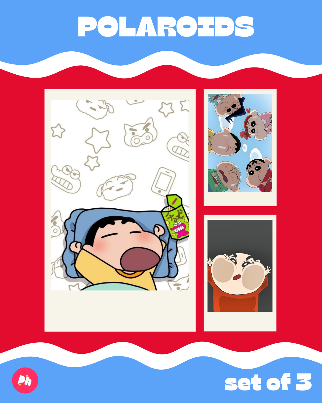 shinchan Polaroid set of 3