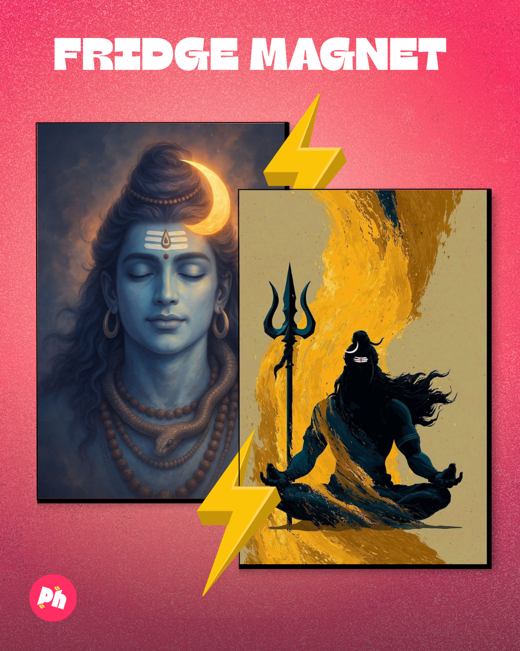 Lord Shiva set of 2 fridge magnet