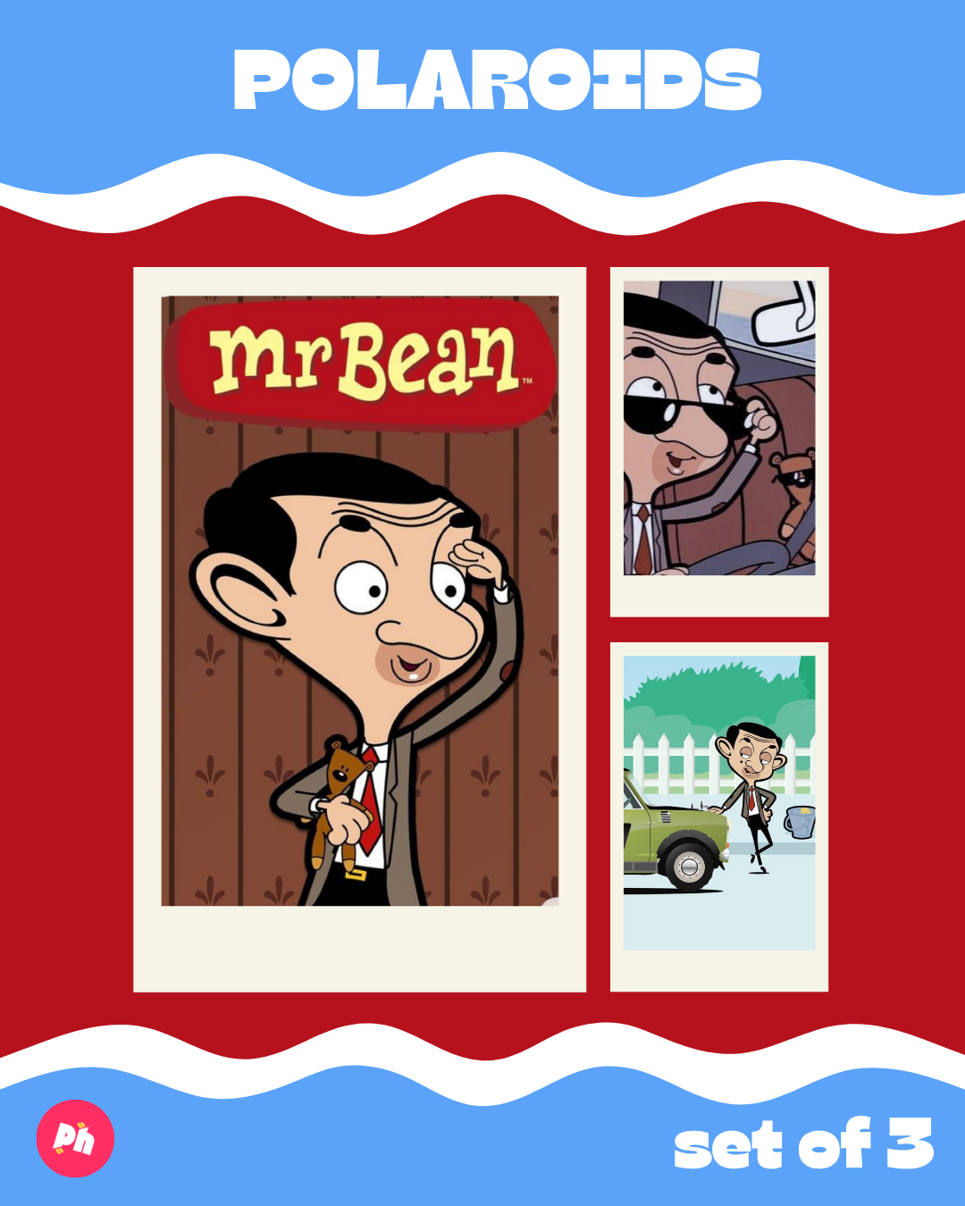 Mr. Bean Set catroon Polaroid set of 3