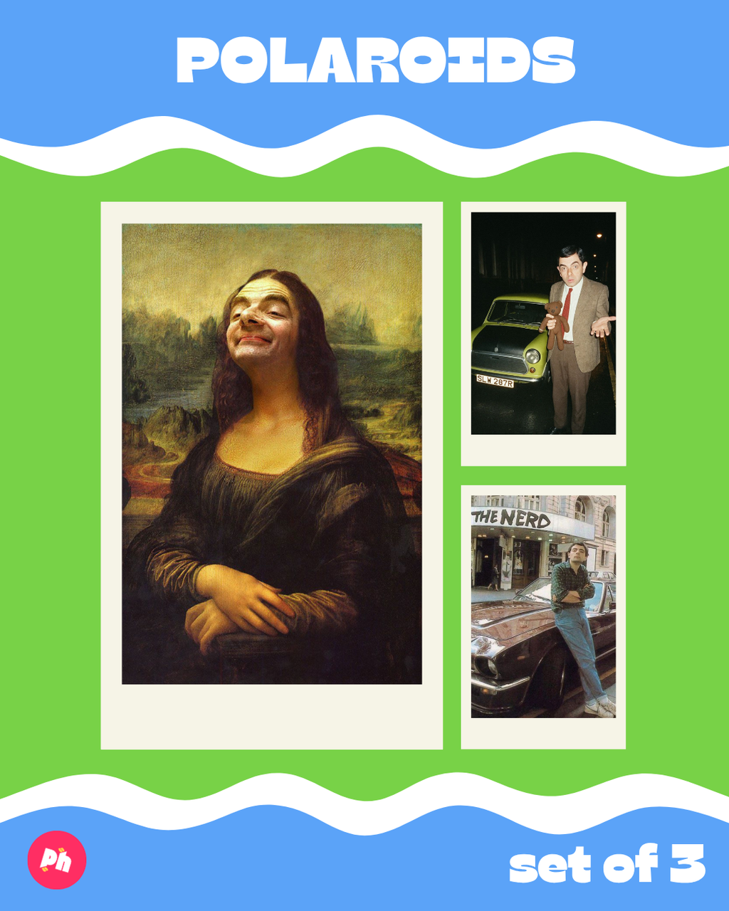 Mr. Bean asthetic Polaroid set of 3
