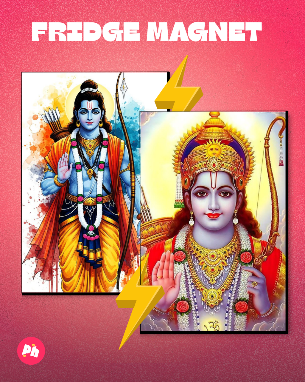 Ram ji set of 2 fridge magnet