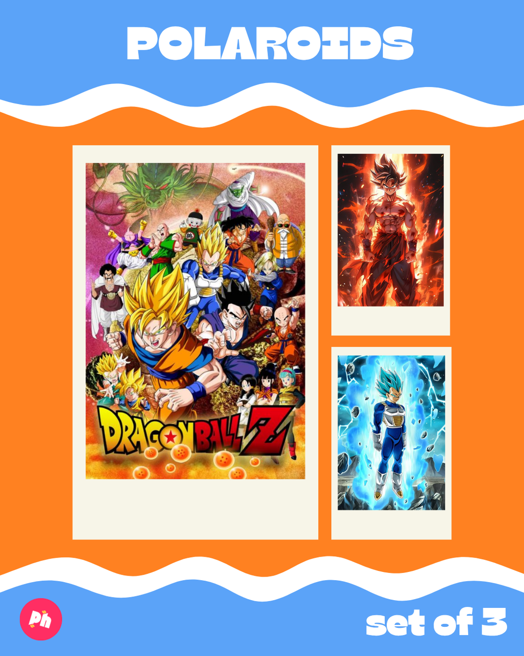 Dragon ball Polaroid set of 3