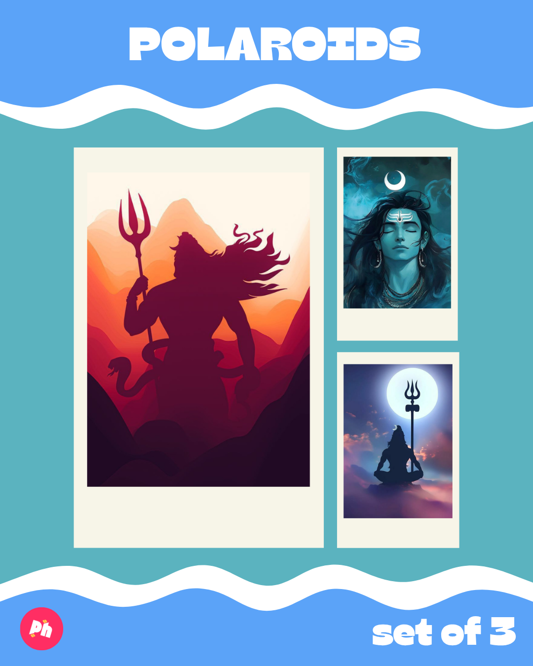 Mahadev Polaroid set of 3