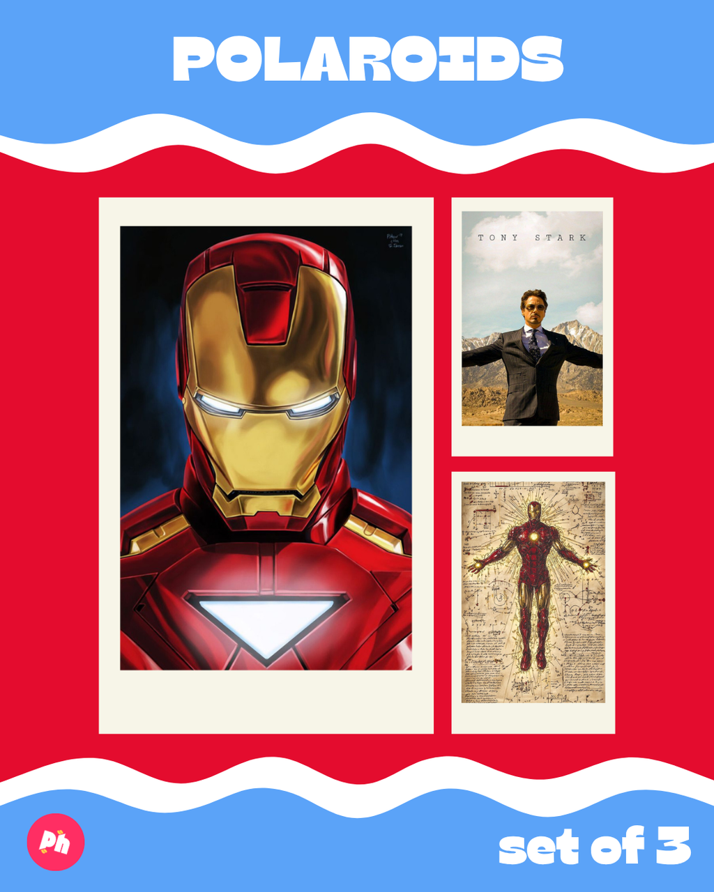 Iron Man Polaroid set of 3