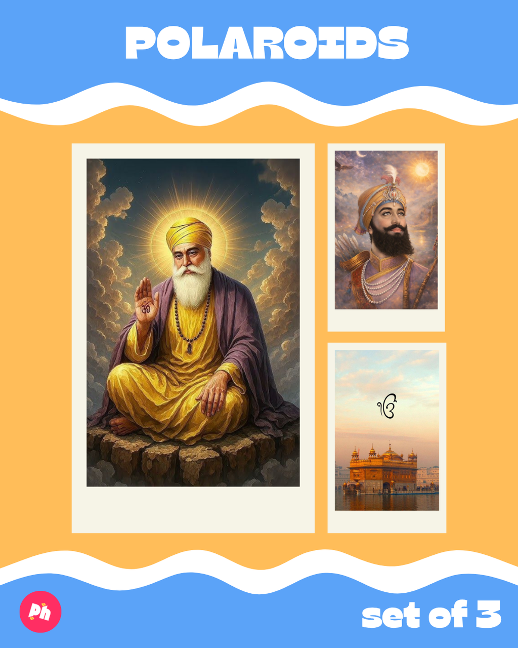 Religious: wahe guru ji Polaroid set of 3