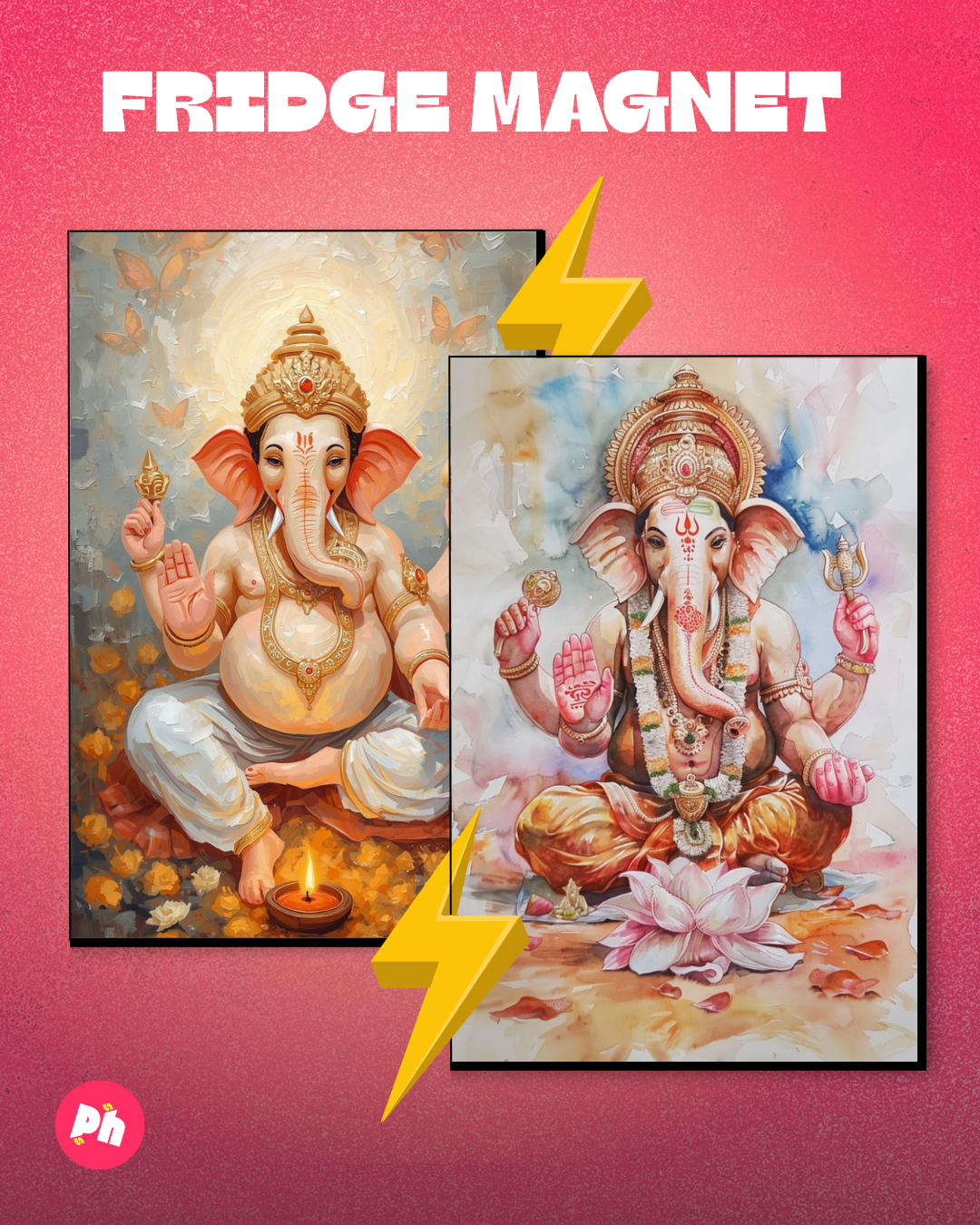 Lord Ganesha Artistic set of 2 fridge magnet